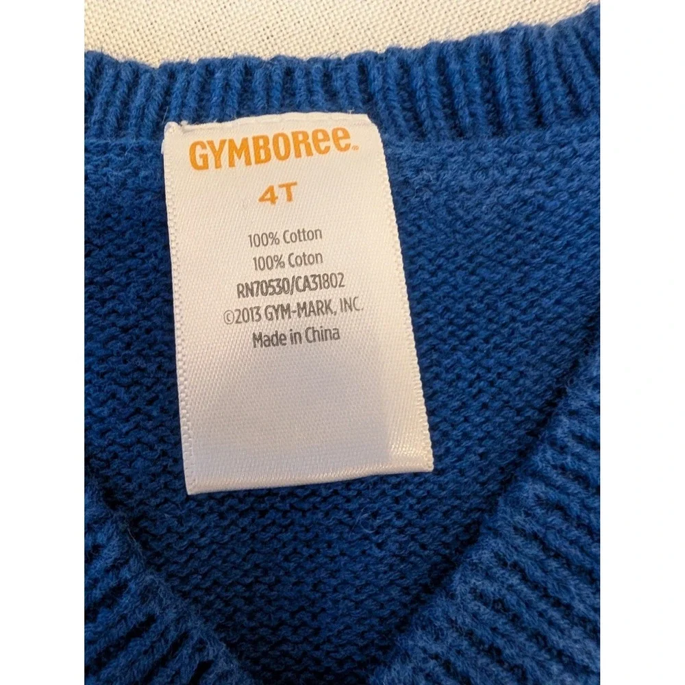 Gymboree Joyful‎ Winter Holiday Blue Reindeer Tree Sweater Vest Boys 4T